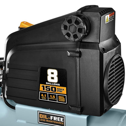 MCGRAW 8 Gallon, 150 PSI Oil-Free Horizontal Shop/Auto Air Compressor