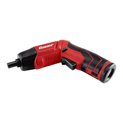 BAUER 4V Cordless 1/4 in. Screwdriver with Integrated Flashlight Kit with 4 Insert Bits and Wall Charger