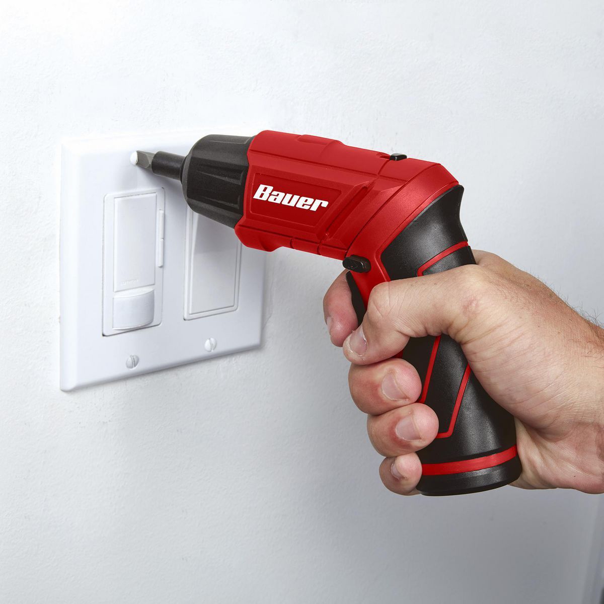 BAUER 4V Cordless 1/4 in. Screwdriver with Integrated Flashlight Kit with 4 Insert Bits and Wall Charger