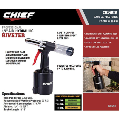 CHIEF Pneumatic/Hydraulic 1/4 in. Professional Riveter