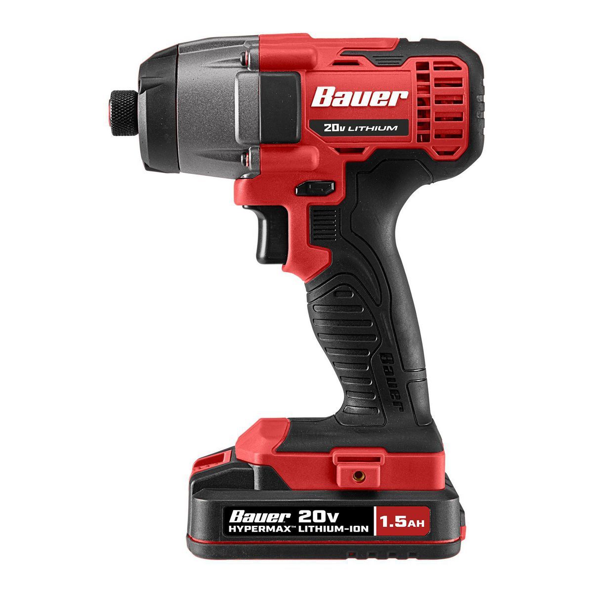 BAUER 20V Cordless 1/4 in. Hex Compact Impact Driver Kit with 1.5Ah Battery and Charger