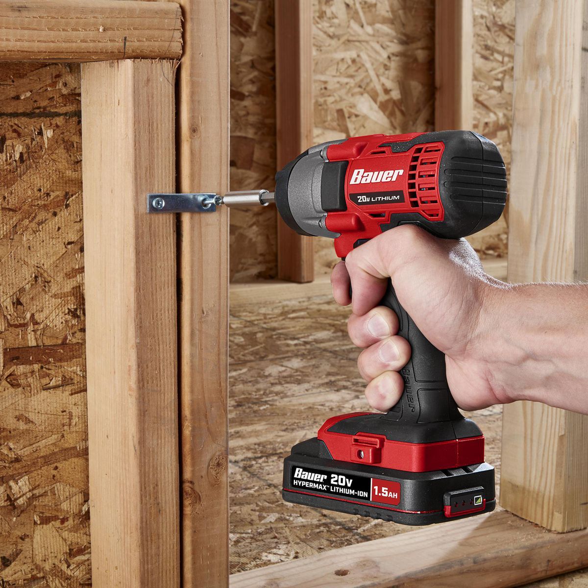 BAUER 20V Cordless 1/4 in. Hex Compact Impact Driver Kit with 1.5Ah Battery and Charger