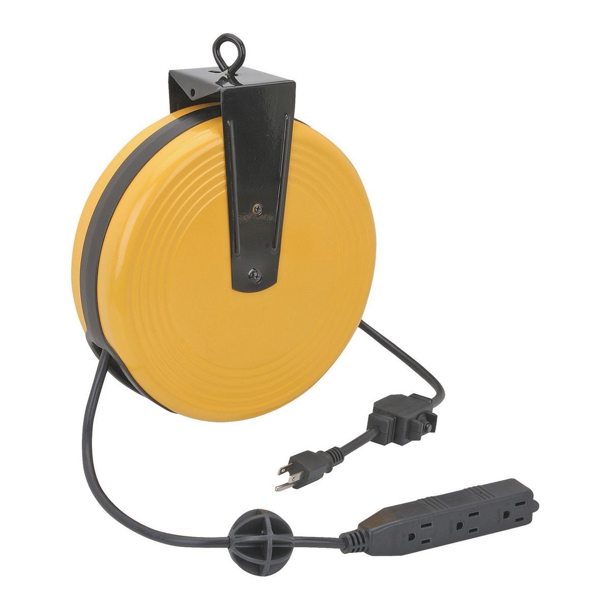 HFT 30 ft. x 16/3 Gauge Retractable Cord Reel with Triple Tap, Black