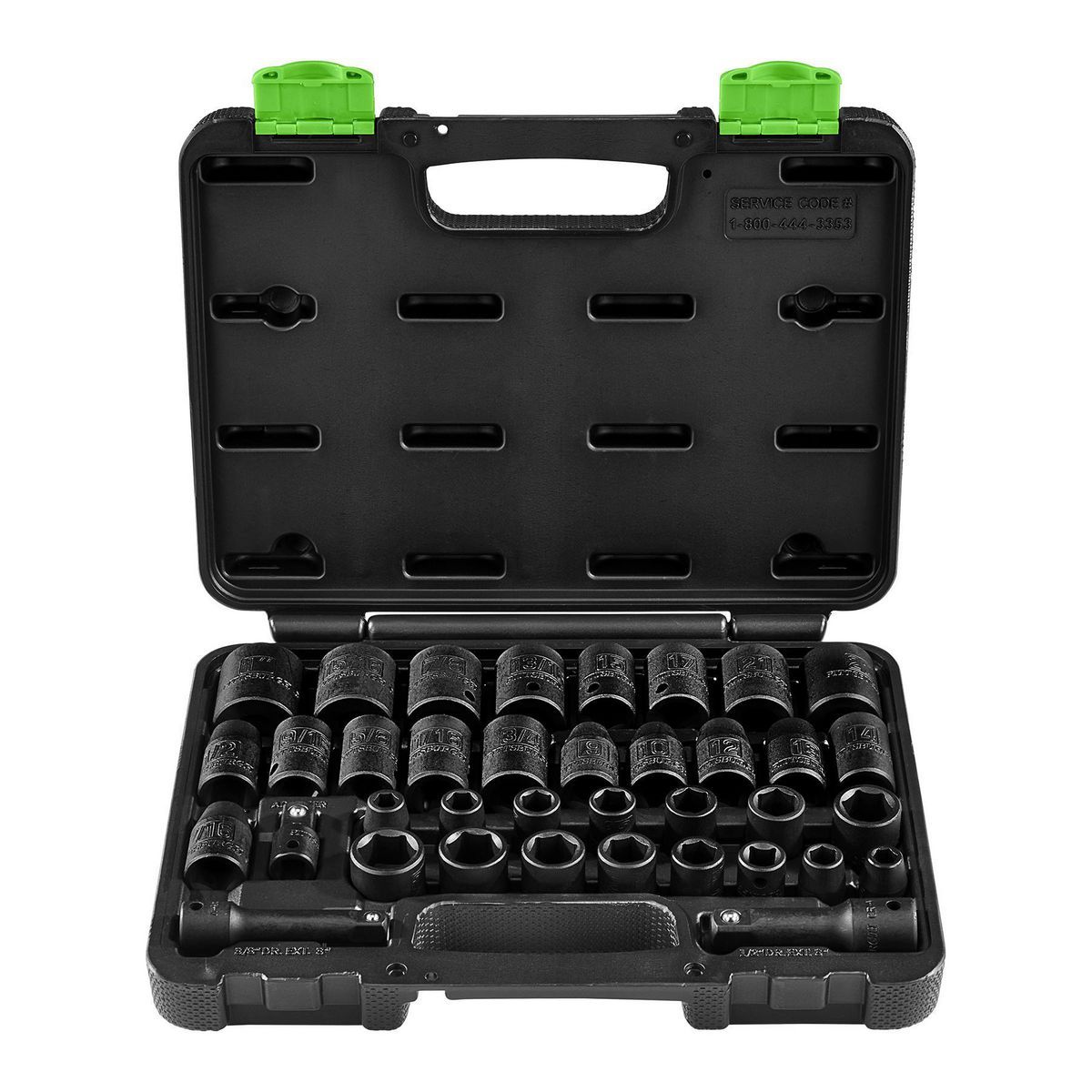 PITTSBURGH 3/8 in., 1/2 in. Drive SAE and Metric Impact Socket Set, 37 Piece