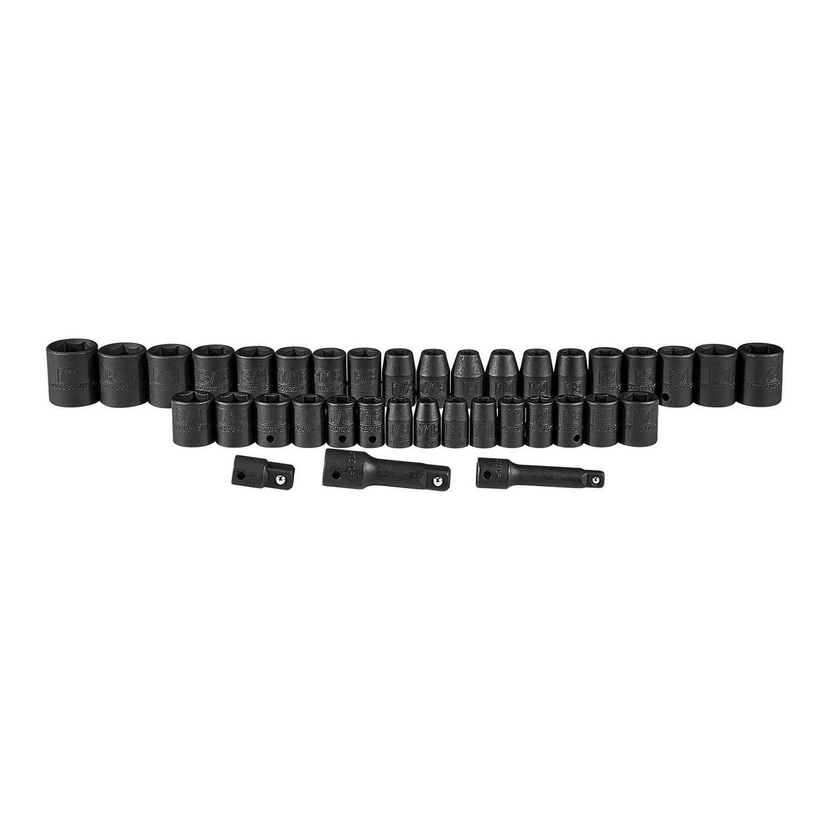 PITTSBURGH 3/8 in., 1/2 in. Drive SAE and Metric Impact Socket Set, 37 Piece