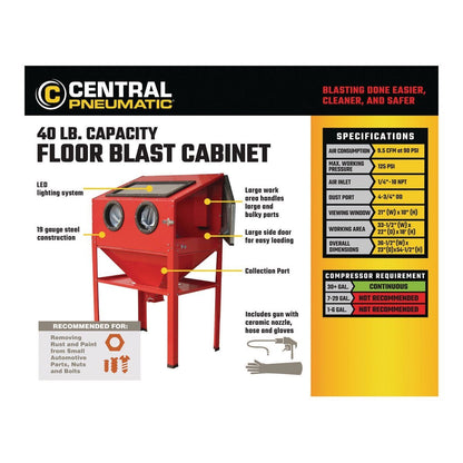 CENTRAL PNEUMATIC 40 lb. Capacity Floor Abrasive Blast Cabinet