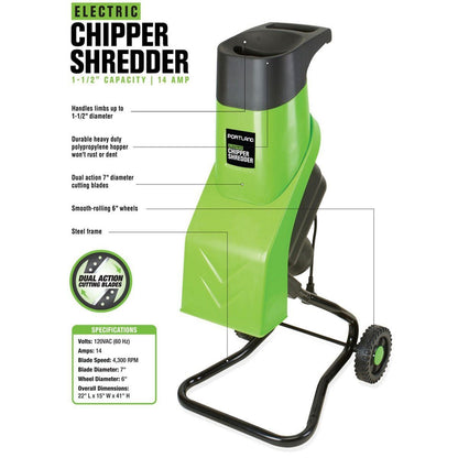 PORTLAND 14 Amp 1-1/2 in. Capacity Corded Electric Chipper Shredder