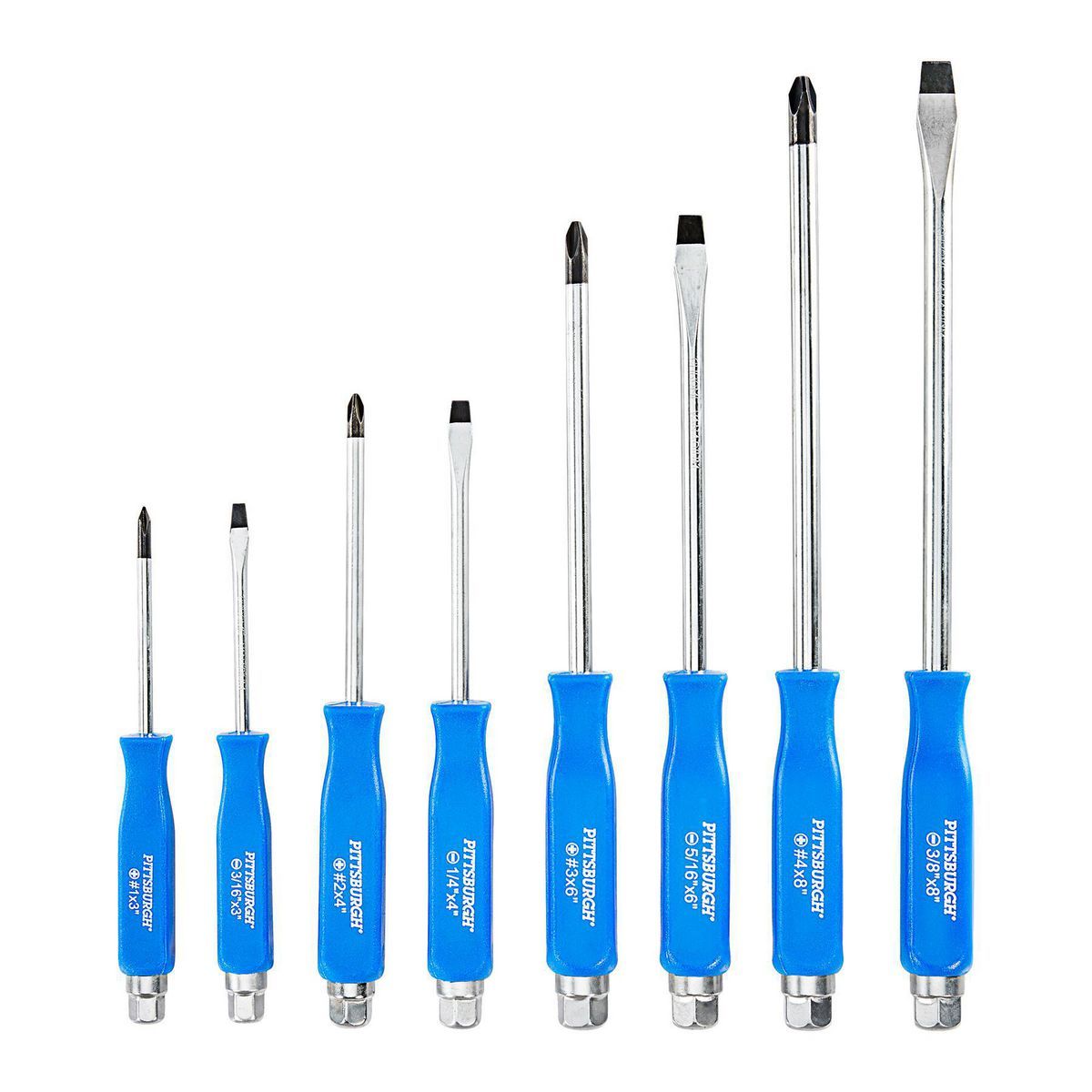 PITTSBURGH Bolstered Screwdriver Set, 8 Piece