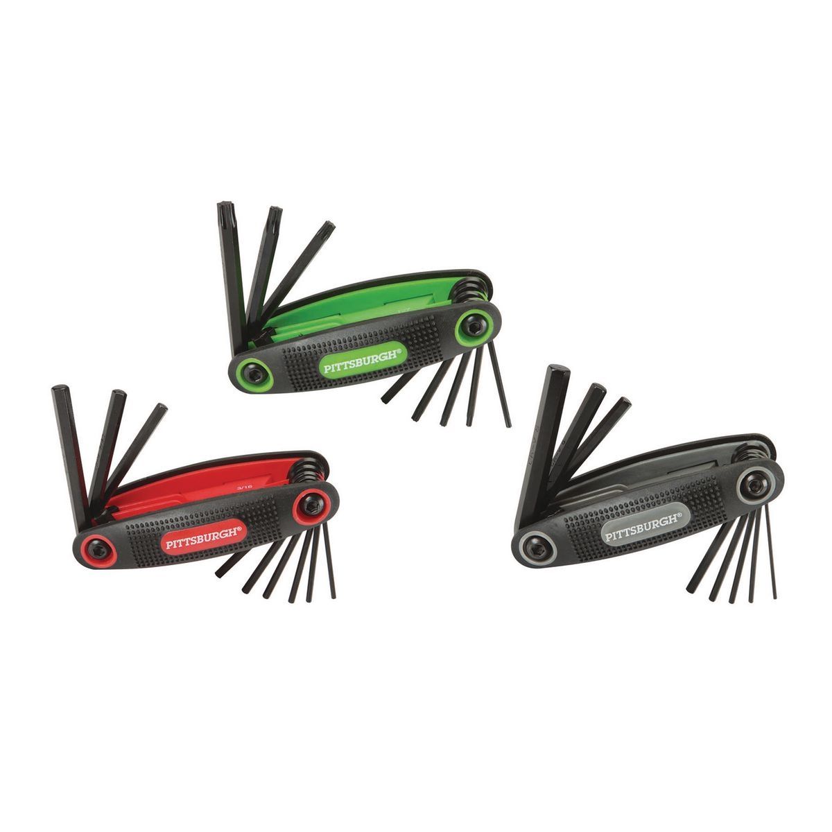 PITTSBURGH SAE/Metric/Star Folding Hex Key Set, 3 Piece