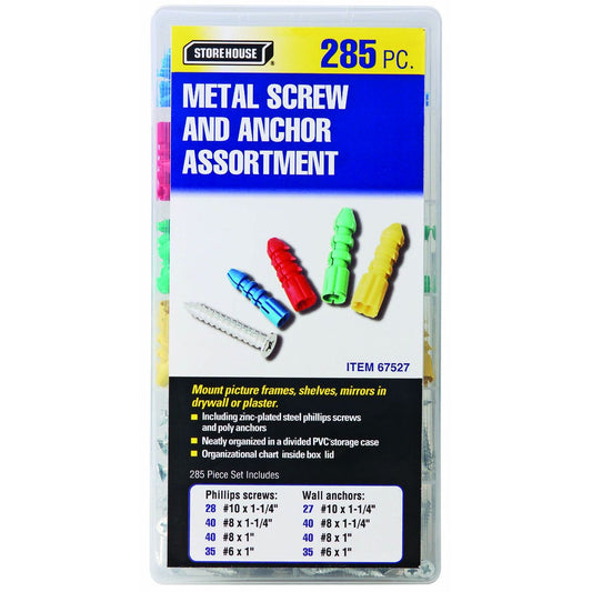 STOREHOUSE Metal Screw and Anchor Assortment Set, 285 Piece