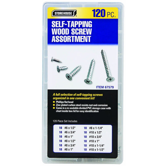 STOREHOUSE Self-Tapping Wood Screw Set, 120 Piece