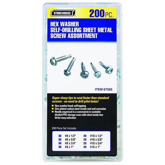 STOREHOUSE Self-Drilling Screw Assortment, 200 Piece