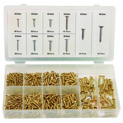 STOREHOUSE Brass Plated Wood Screw Assortment, 500 Piece