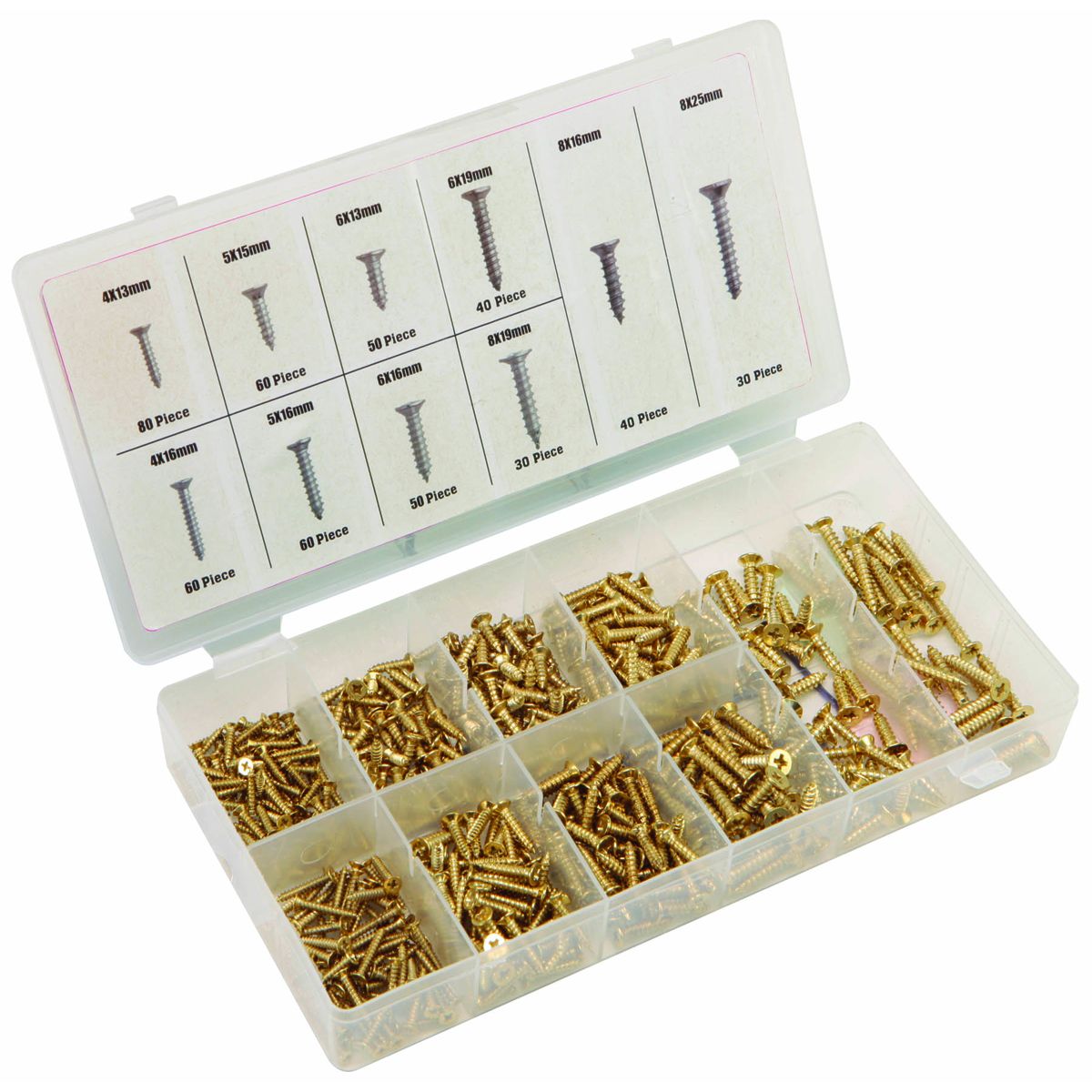 STOREHOUSE Brass Plated Wood Screw Assortment, 500 Piece